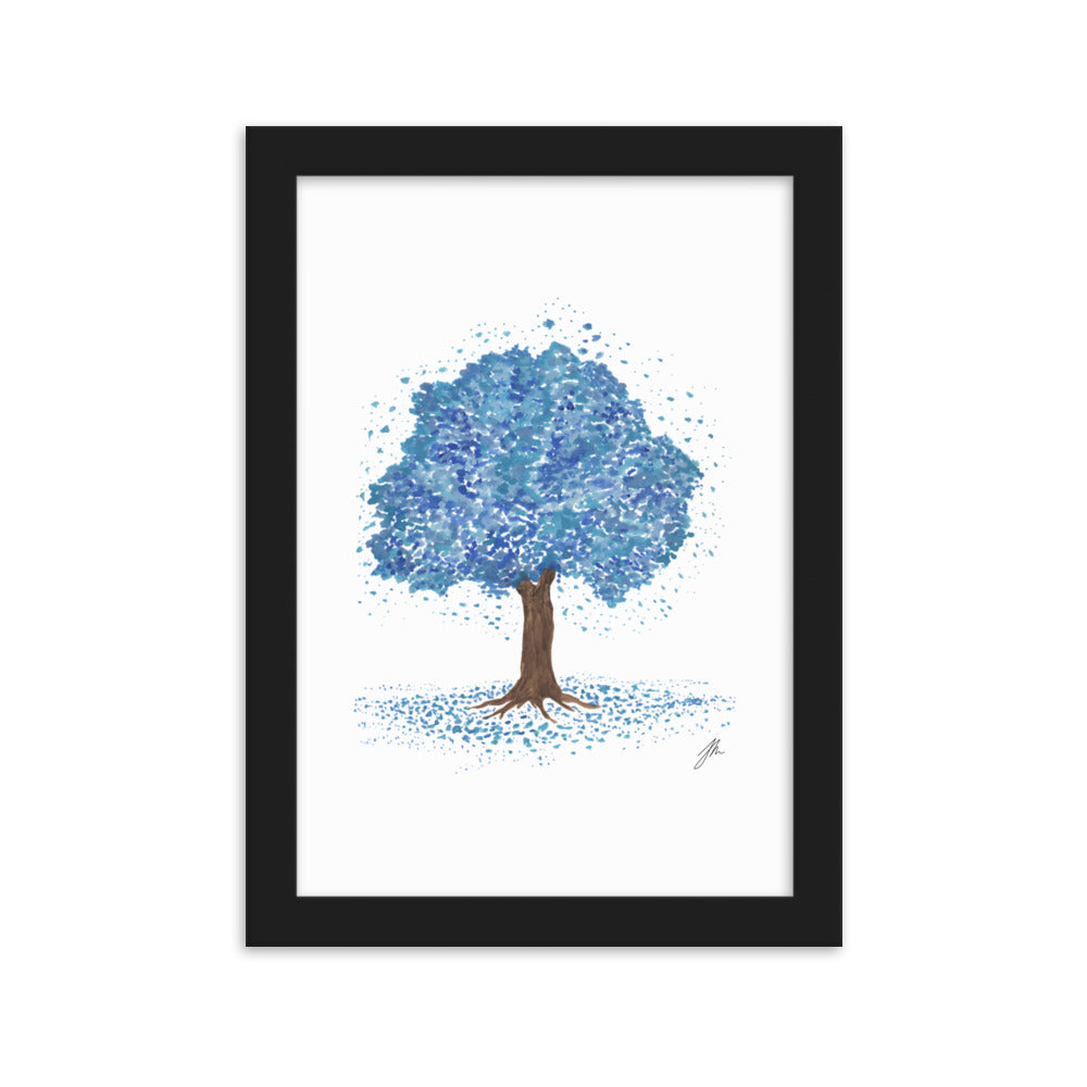 Blue Tree Framed matte paper poster