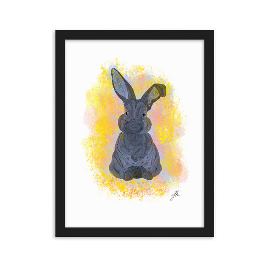 Yellow Bunny Framed matte paper poster