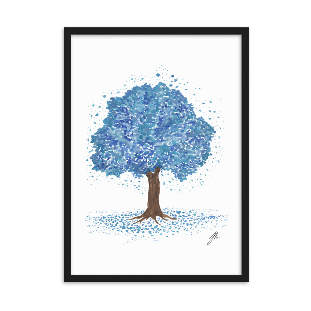 Blue Tree Framed matte paper poster