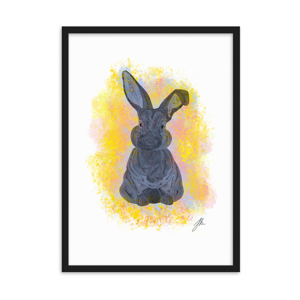 Yellow Bunny Framed matte paper poster