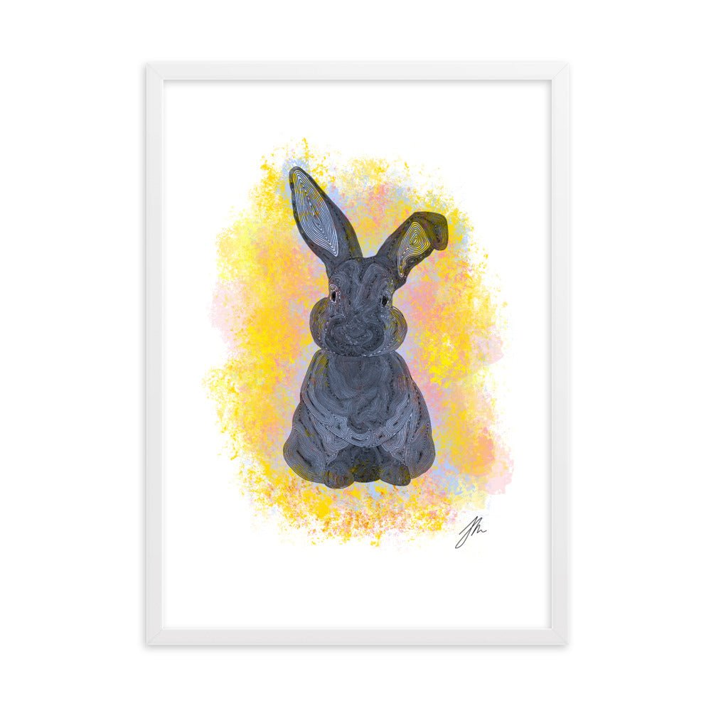 Yellow Bunny Framed matte paper poster