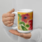 Red Flowers White glossy mug