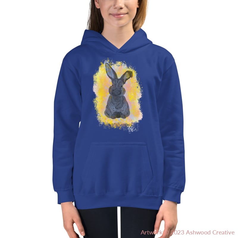 Yellow Bunny Kids Hoodie Royal Blue / Xs