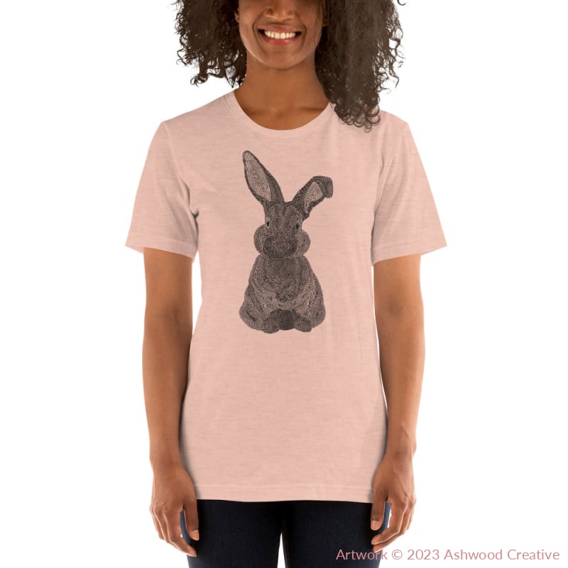 Black Bunny Unisex T-Shirt Heather Prism Peach / S