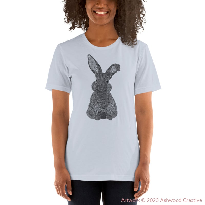 Black Bunny Unisex T-Shirt Light Blue / S