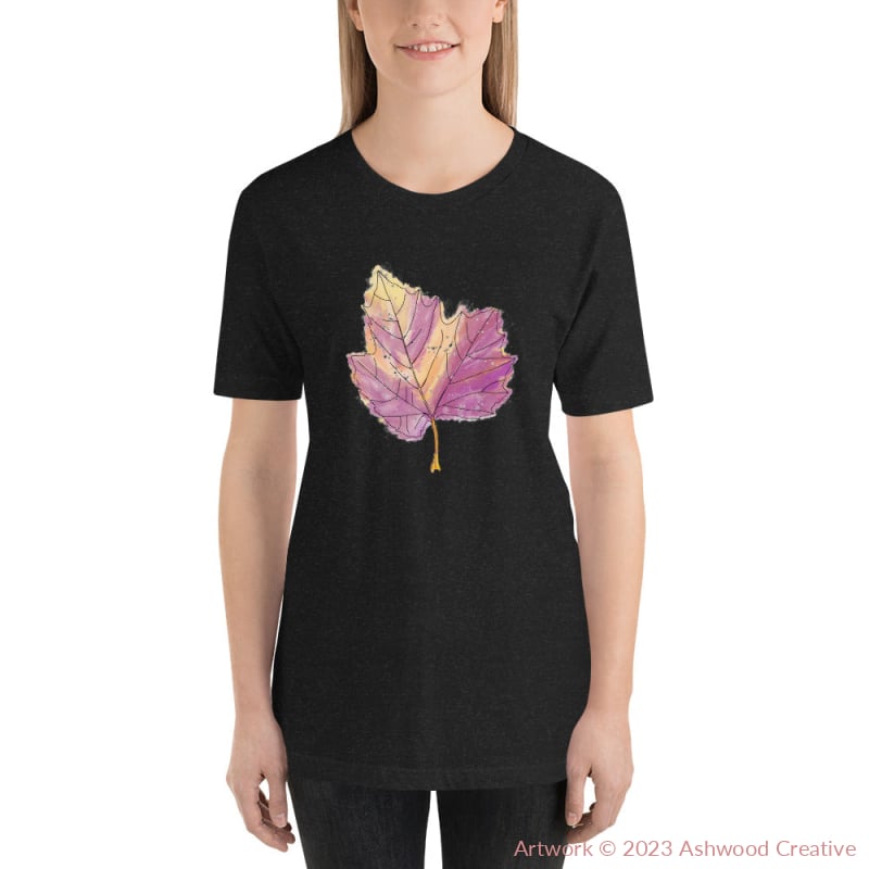 Purple Leaf Unisex T-Shirt Black Heather / S